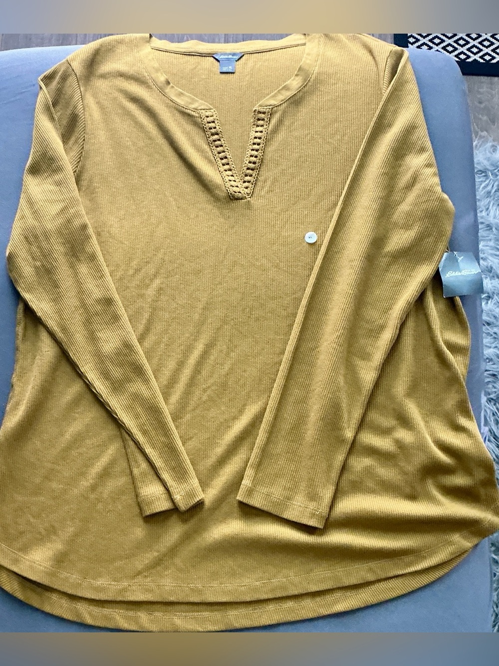 Eddie Bauer Thermal Crochet Neck Top XL NWT